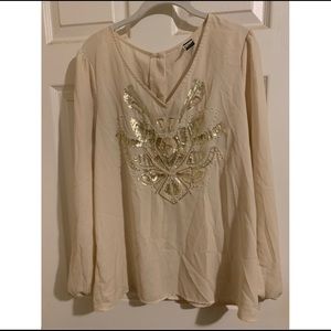 bke boutique cream embellished detail blouse
